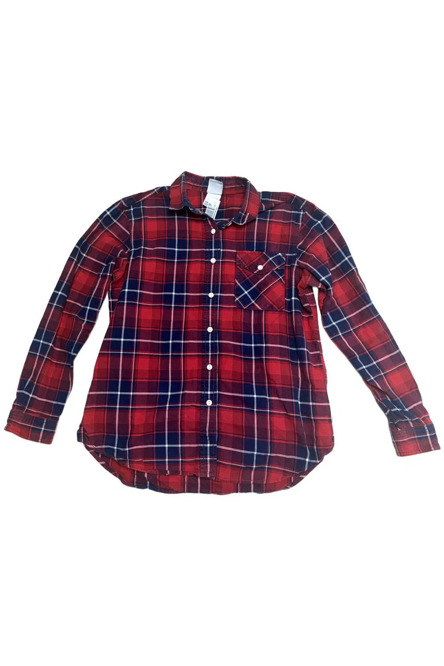 The North Face Women's Long Sleeve Boyfriend Shirt Red/Blue Plaid - Regular